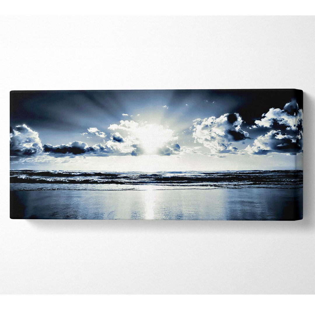 Blaue Sunburst Panoramaleinwand