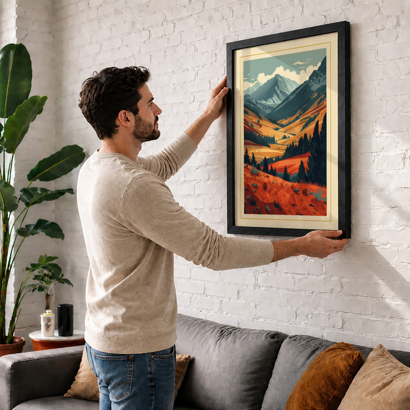 Mountains At Sunrise Scandinavian - Print, Unframed, A4 - 29.7 x 21.0 cm