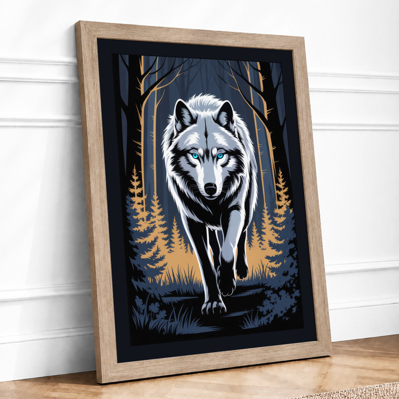 Wolf In Winter Wood Scandinavian - Print, A4 - 29.7 x 21.0 cm, Oak