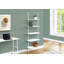 Bibliothèque, bibliothèque, étagère, échelle, 5 niveaux, H 72 po, bureau, chambre à coucher, stratifié blanc, métal blanc, contemporain, moderne