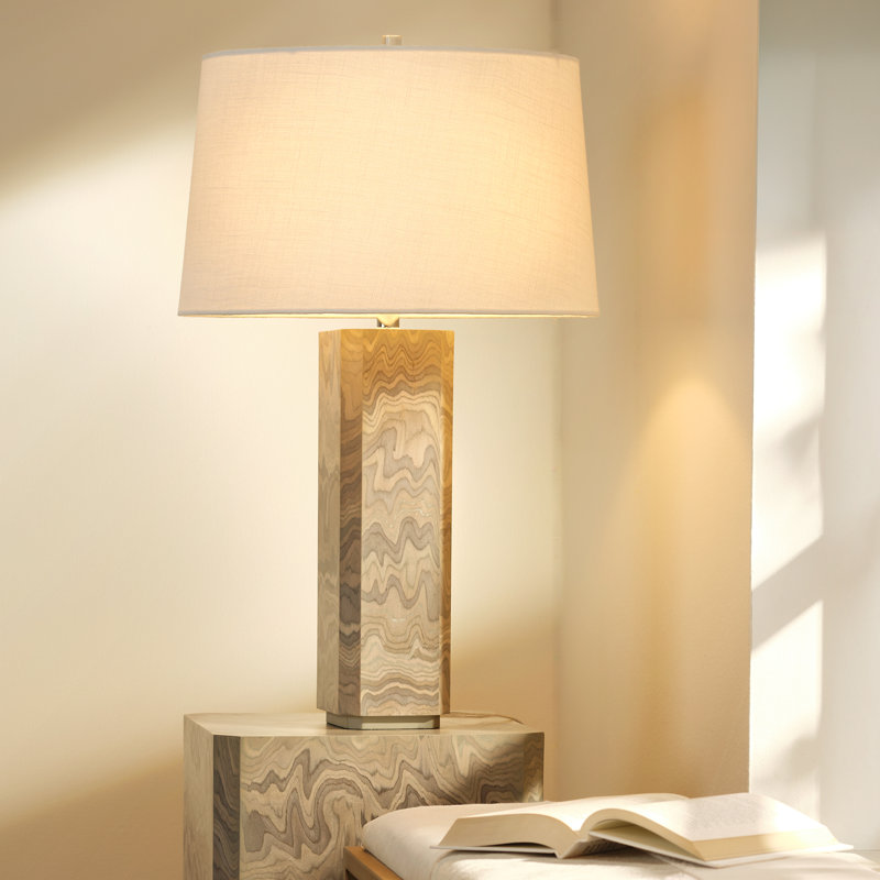 Lampe de table Canyon en placage de bois, gris sable