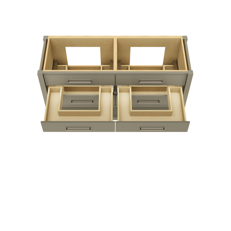 Meuble-lavabo double tiroir Kiawah, Olive française, Nickel satiné, 60"