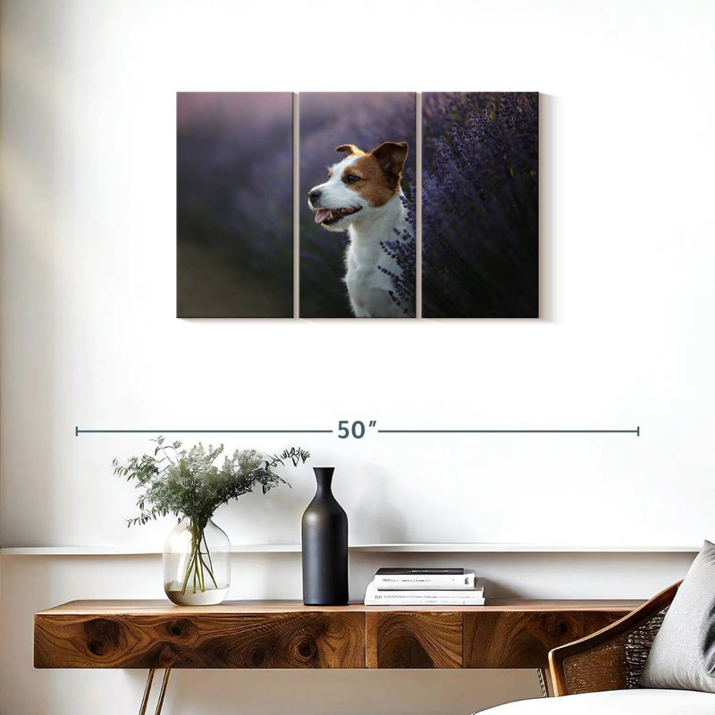 Brampt Lavender Field Dog, 20" H x 33" W