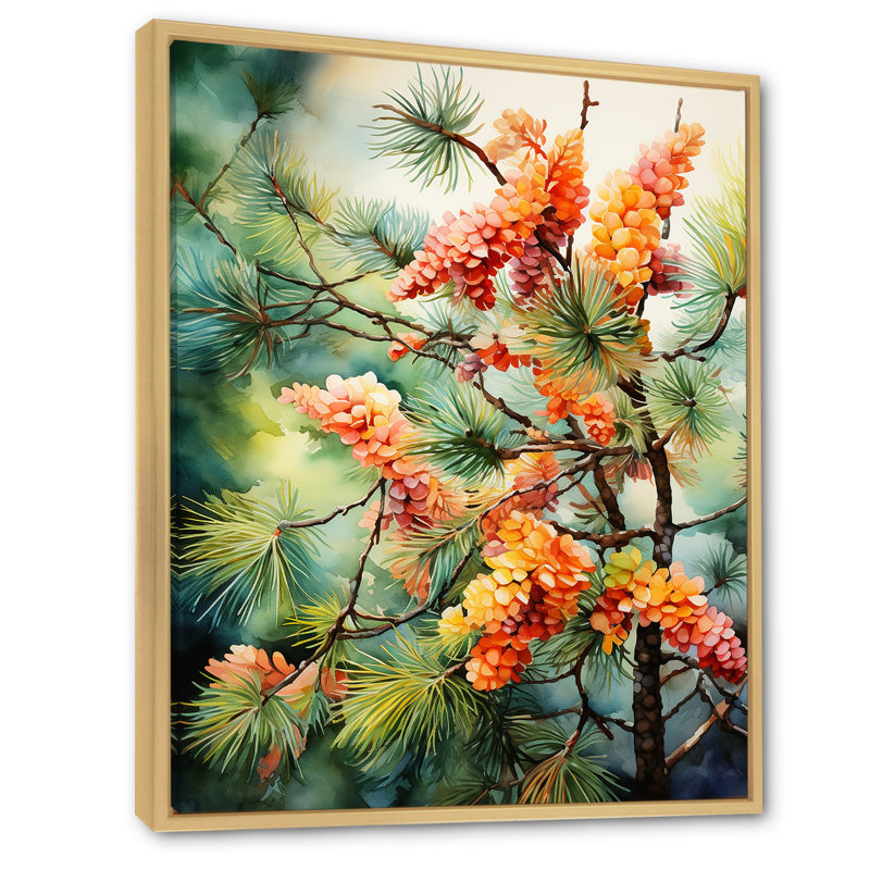 «Pine Tree Autumn Symphony I» sur toile, Cadre naturel flottant, H 32 po x l 24 po x P 1 po