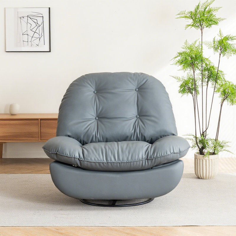 40.9" Dark Gray Power Recliner with USB Charger & Bluetooth Audio, Swivel Glider, Dark Gray Faux Leather
