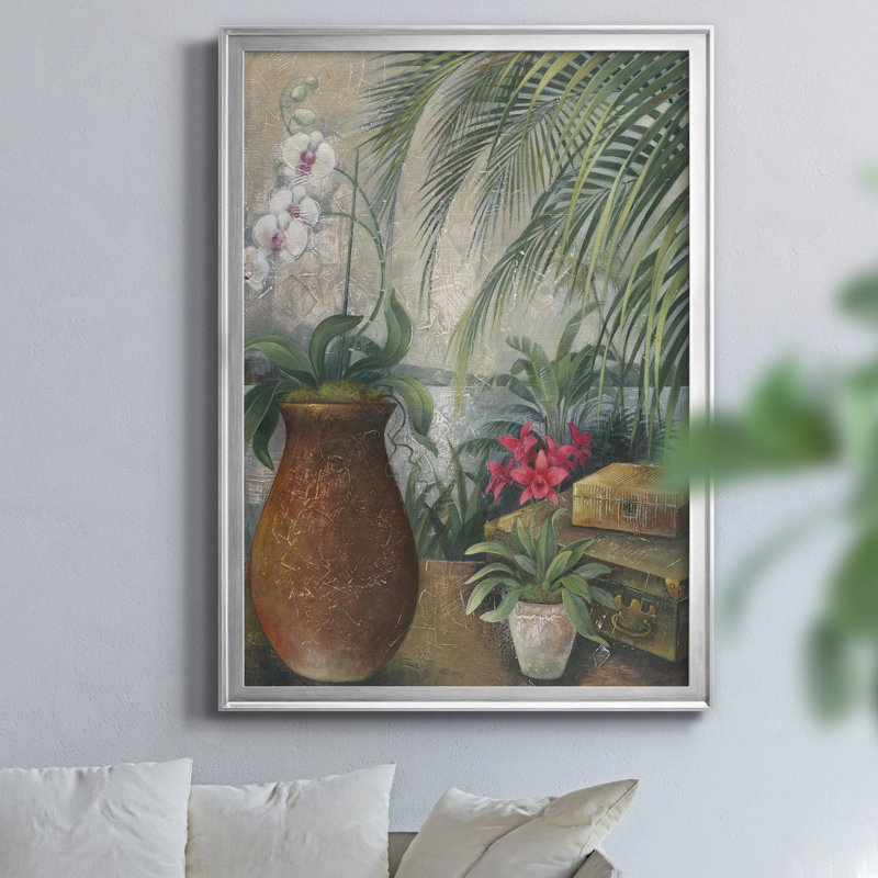 «Orchids in Paradise I» par J Paul, reproduction d'art sur toile, H 30,5 po x l 42,5 po x P 1,5 po, Argent