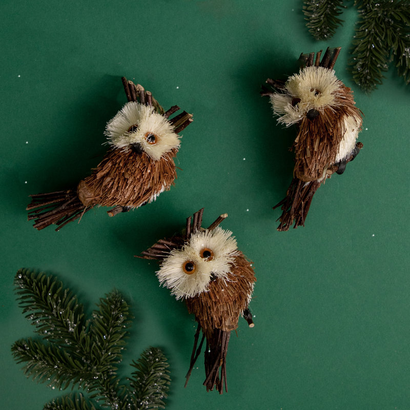 Ensemble de 3 décorations de Noël en sisal et brindille