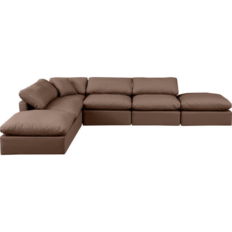 Canapé modulaire en similicuir 6 pièces Itala, Cuir brun végétalien