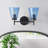 2-Lamp Blue Glass Iron Industrial Wall Light with Dimmable