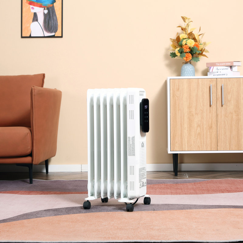 HomCom 1500 Watt 4830 BTU Electric Radiator Space Heater with Adjustable Thermostat , Remote Included and with Digital Display