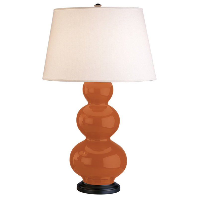 Triple Gourd Ceramic Table Lamp, Pumpkin/Bronze