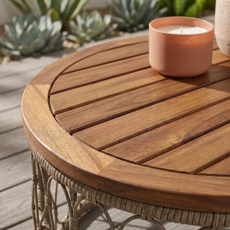 Bohemia-Inspired 4-Person Outdoor Seating Group – Wicker Conversation Patio Set with Removable Cushions & Oval Acacia Wood Tabletop