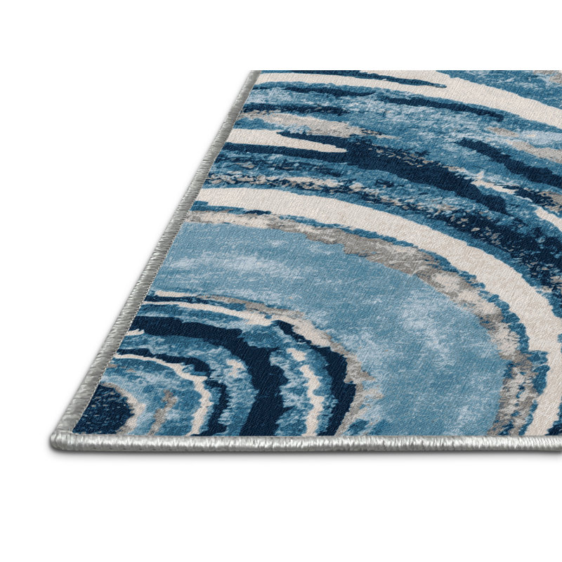 Machine Washable Space Green Area Rug, Square 5'