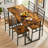 Metal And Wood Indoor Modern Dinning Table Furniture Set For 4, Dining Table Chairs