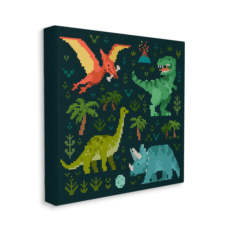 «Pixel Dinosaurs Wildlife» sur toile par Victoria Barnes, H 36 po x l 36 po x P 1,5 po