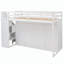 Lit mezzanine fonctionnel avec 3 tablettes, 2 garde-robes et 2 tiroirs, échelle avec rangement, sans sommier, blanc-854513060