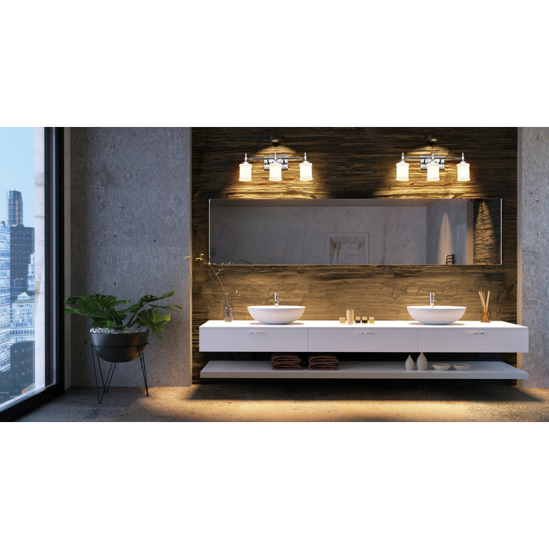 Meuble-lavabo 3 lumières Zowie, Chrome