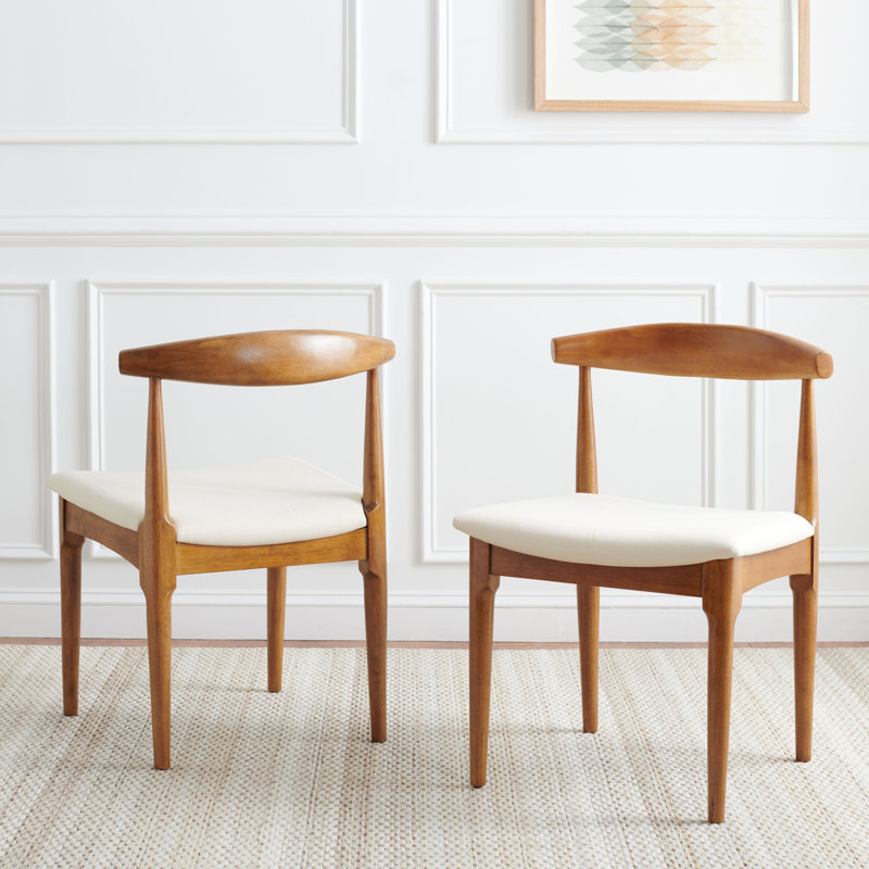 Chaise d'appoint rembourrée Jakob, Noyer, Blanc