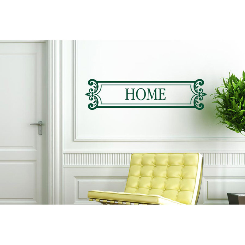 Home Sign Framed Wall Sticker, Green, Large