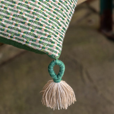 Isla Woven Green Square Throw Cushion