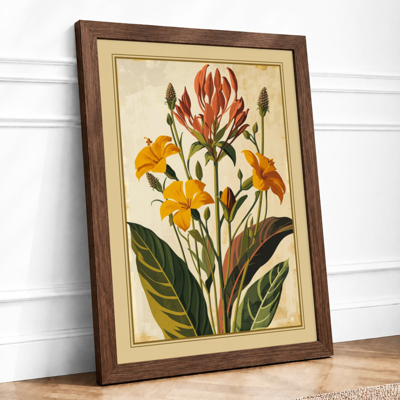 Protea Study Botanical - Framed Print, Walnut, A1 - 84.1 x 59.4 cm