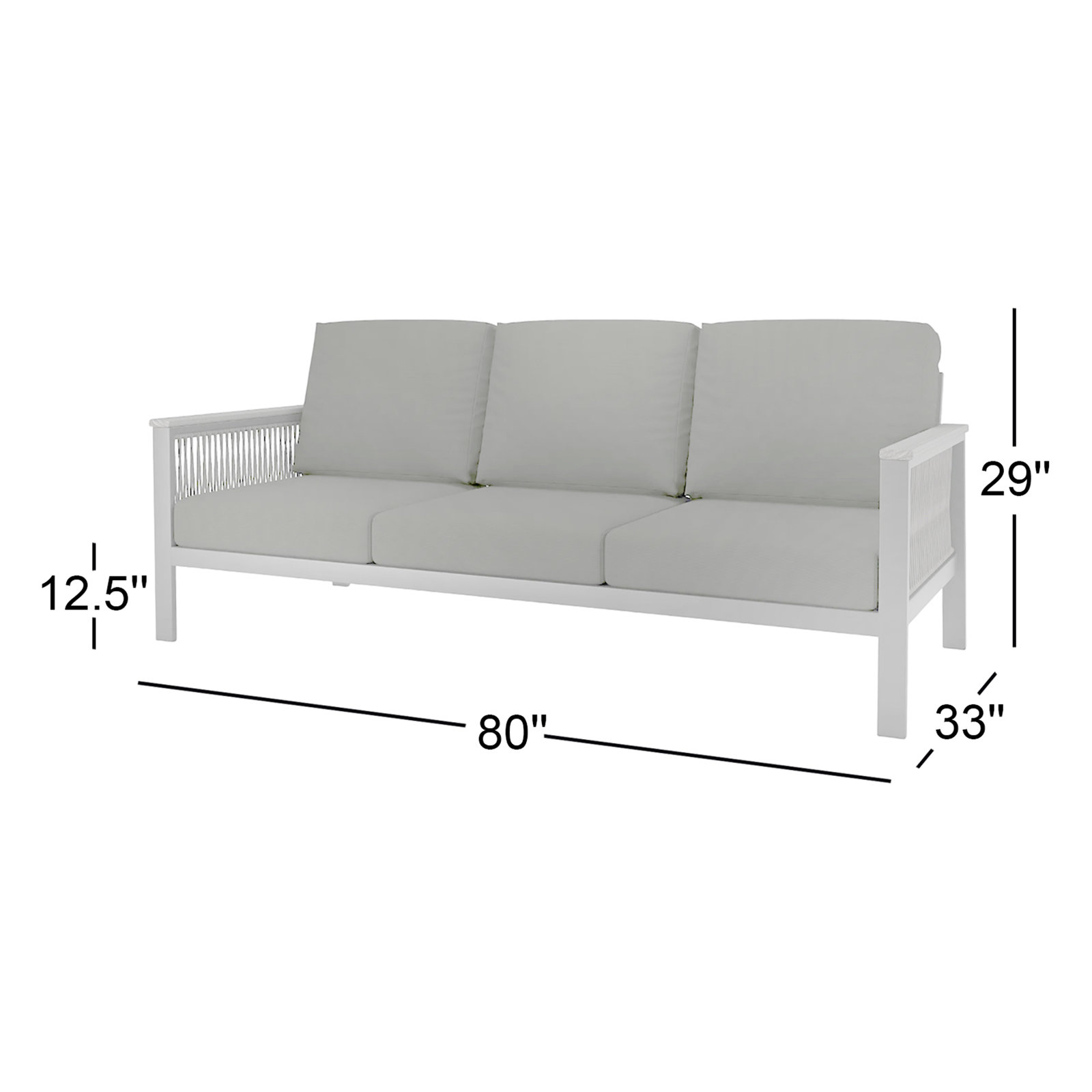 Townsend 80" Sunbrella® Patio Sofa, Canvas Black Sunbrella® Canvas