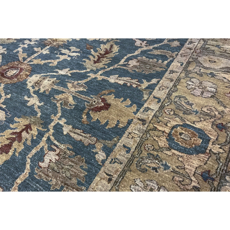 Ziegler Wool Oriental Area Rug in Blue/Beige/Green