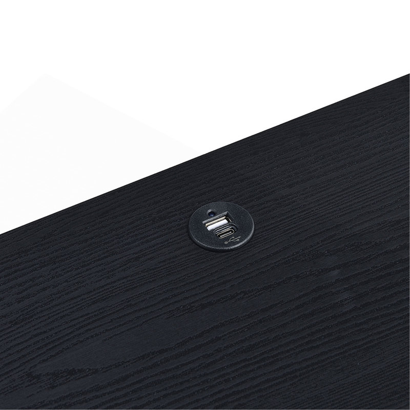 Table de chevet à 2 tiroirs Geary avec lumières DEL et USB, Noir