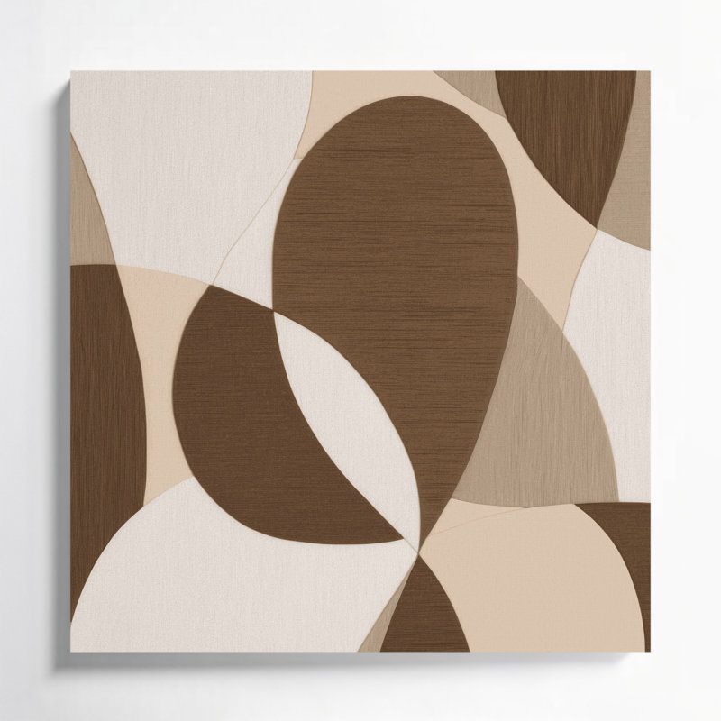 Art abstrait sur toile beige, H 12 po x l 12 po