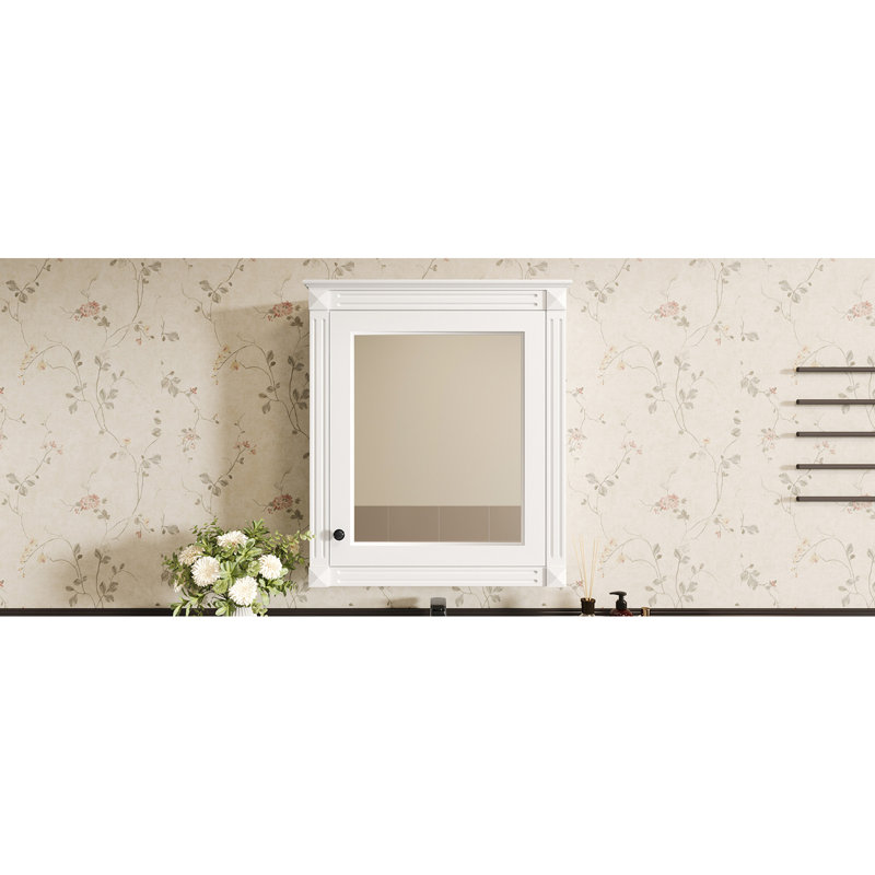 Armoire de salle de bain 24 po x 27 po avec miroir, rangement moderne 27 po, Blanc