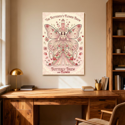 Fashion Butterfly Fairy With Flower And Brew Pattern