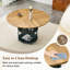 Table de salle à manger ronde Bonelli, table de salle à manger de ferme de 47,3 po avec tablette de rangement, plateau de table en bois avec structure en métal, table de cuisine et de salle à manger noire / bois fendue et peu encombrante.
