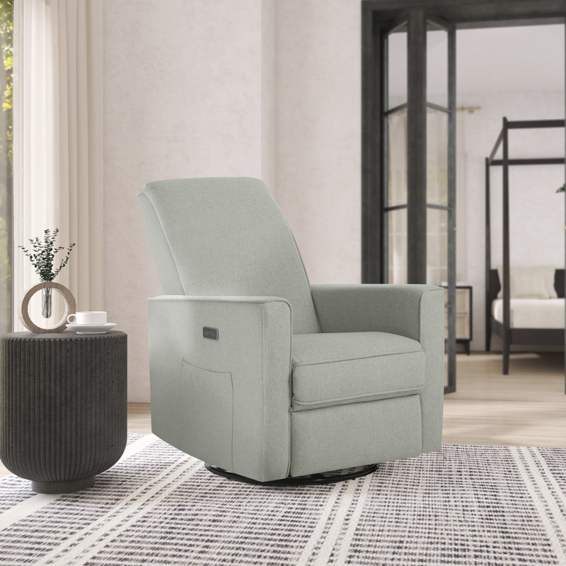 Evolur Harlow Deluxe Glider |Power Recliner| Rocker, Light Gray