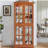 Curio Display Cabinet, Antique Display Cabinet with Glass Doors Adjustable Shelves for Collectibles Four Door Design Vintage Showcase for Home or Office Antique Display Case E26 Bulb Included DARK OAK-1065091906