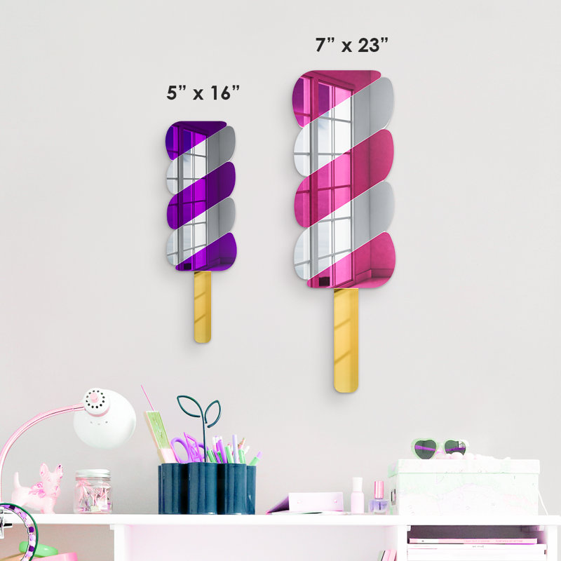 Décoration murale crème glacée Twisty Pop, H 16 po x l 5 po x P 1 po, Mauve / argent