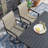 8-Person Square Patio Dining Set With Swivel PVC-coated polyester Chairs-1990331164