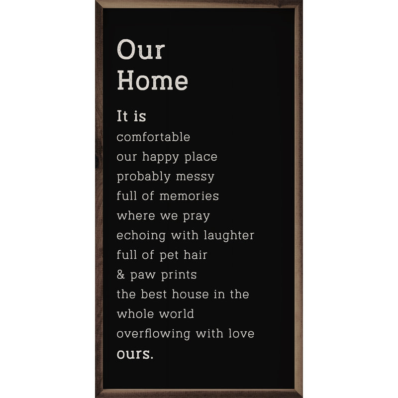 Our Home Defined Black, 16" H x 8" W x 1" D