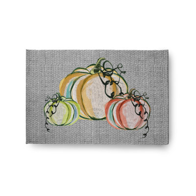 Tapis en chenille coloré à motif de citrouilles d'automne CRHGN711GY1