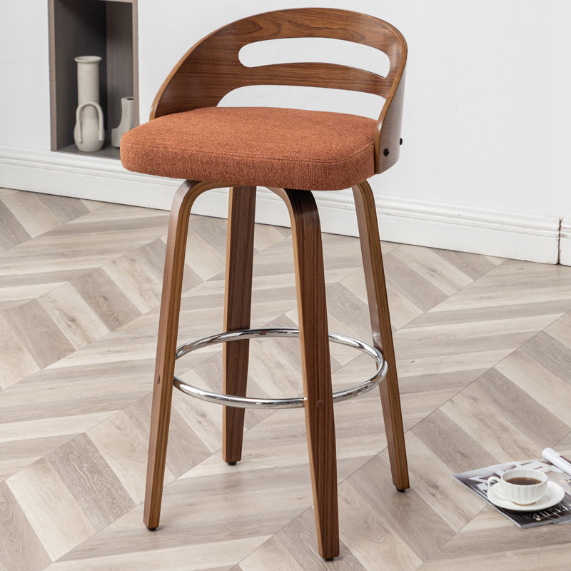 Tabouret de bar pivotant moderne Mahtab, Orange, Tabouret de bar (siège d'une hauteur de 30,31 po)