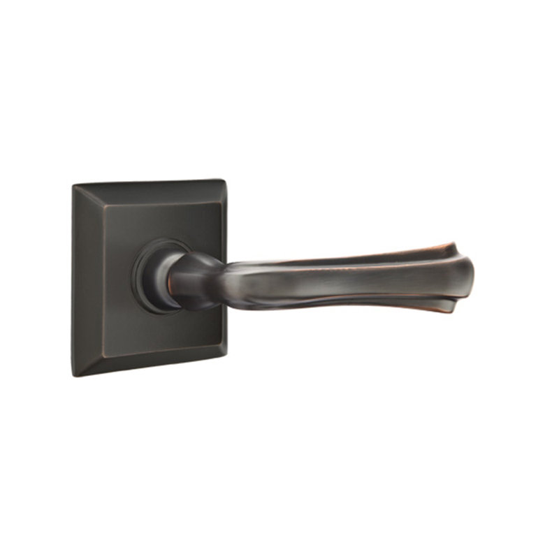 Wembley Flat Privacy (Bed & Bath) Door Lever with Square Rosette, Oil Rubbed Bronze, Right