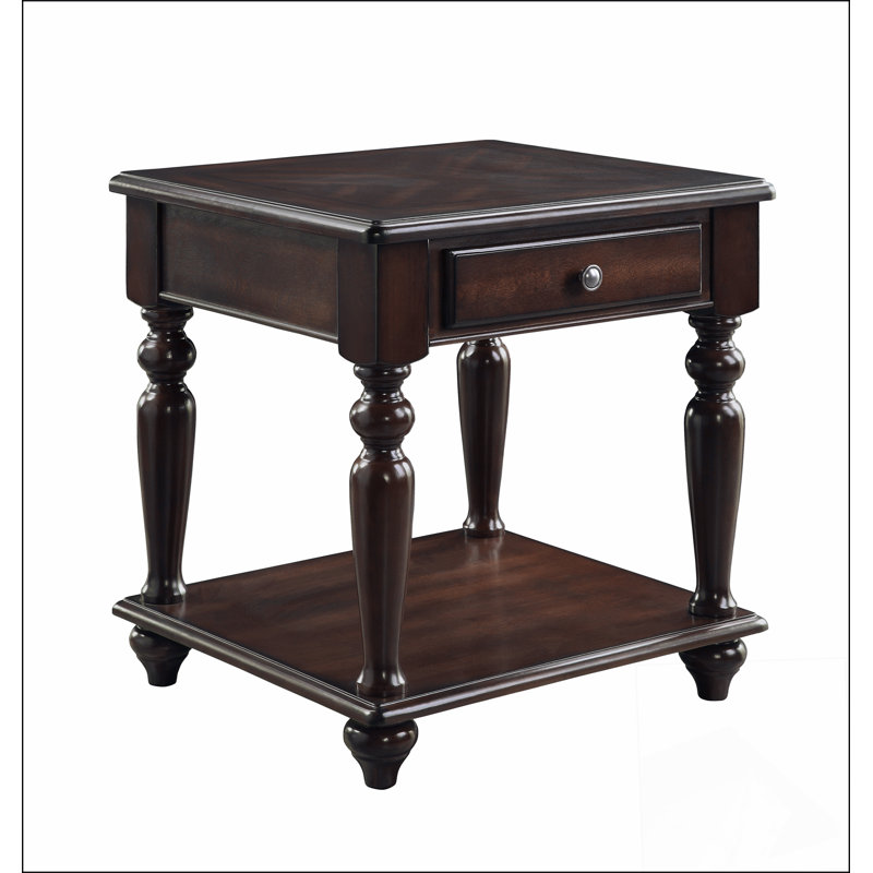 Modern Traditional Style End Table with Drawer and Bottom Shelf Espresso Finish Living Room Furniture 1pc