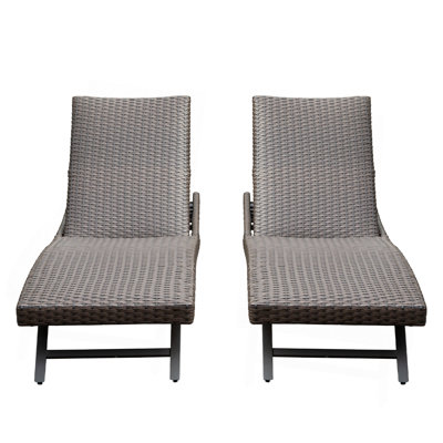 Chaise longue d'extérieur en osier 2 pièces