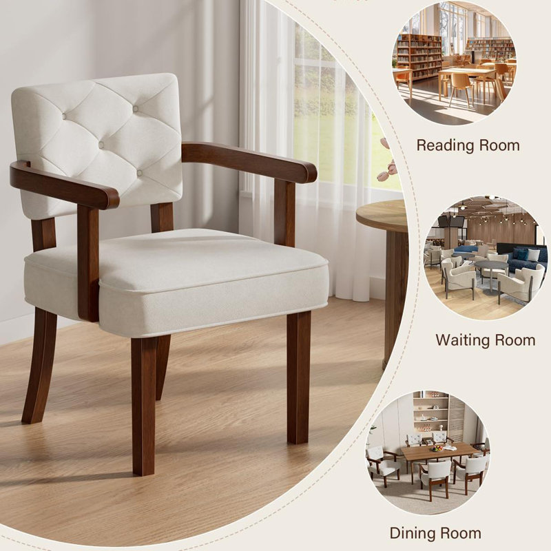 19" Tall Plush Corduroy Upholstered Solid Wood Lounge Chair (Set of 2), Beige