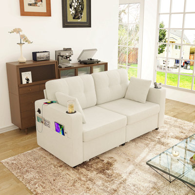 Sofas For Living Room, Couch Set,3 Seats Sofa, USB Charging,Wood Frame,Easy To Install,With Storage, Charging Station,Cup Holder,Modern Sectional Sofas