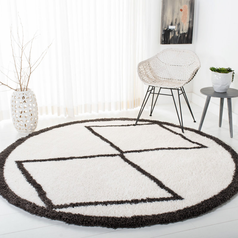 Allon Shag 200 Performance Geometric Rug, Round 6'7"