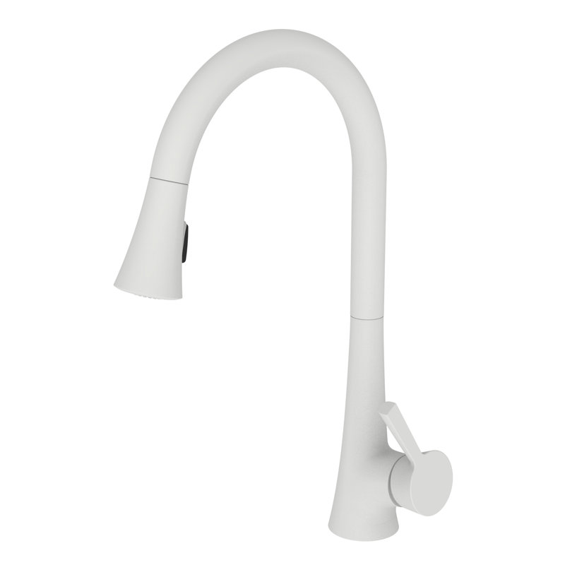 Vespera Single Handle Pull Down Kitchen Faucet, Matte White