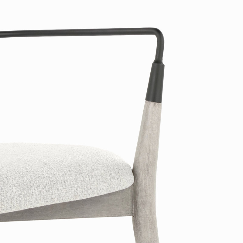 Chaise en bois brossé et tissu avec détails métalliques - ensemble de 2, Gris, Gris