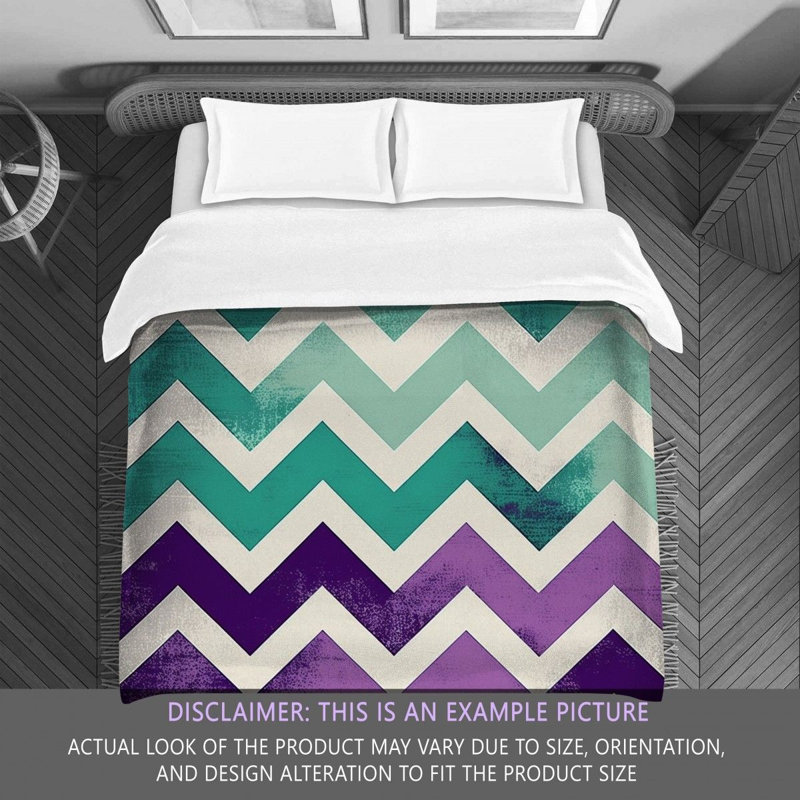 Chevron Comforter, King Comforter, Purple/Turquoise