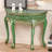 Emerald Green Gilded Carved Semicircular Solid Wood Vintage Console Table