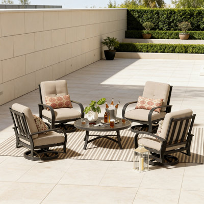 Ensemble de conversation pivotant en aluminium pour 4 personnes avec coussins Sunbrella® Chamber